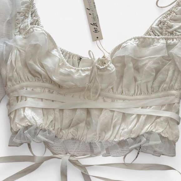 For Love & Lemons Gabrielle Satin Organza Corset Top Coquette Romantic Lace-Up S - Picture 7 of 8